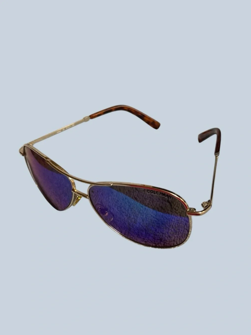 Unisex Aviator Sunglasses with Blue-Green Mirrored Lenses